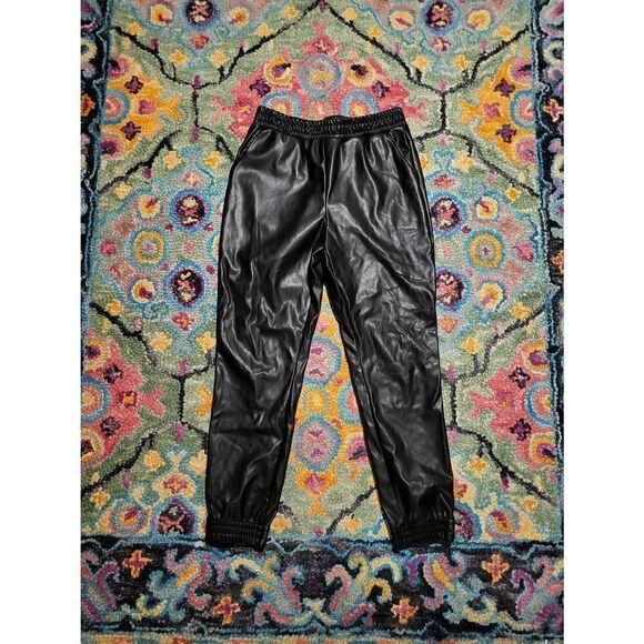 Badgley Mischka Studio Vegan Leather Joggers Black Women's Medium - Picture 2 of 4